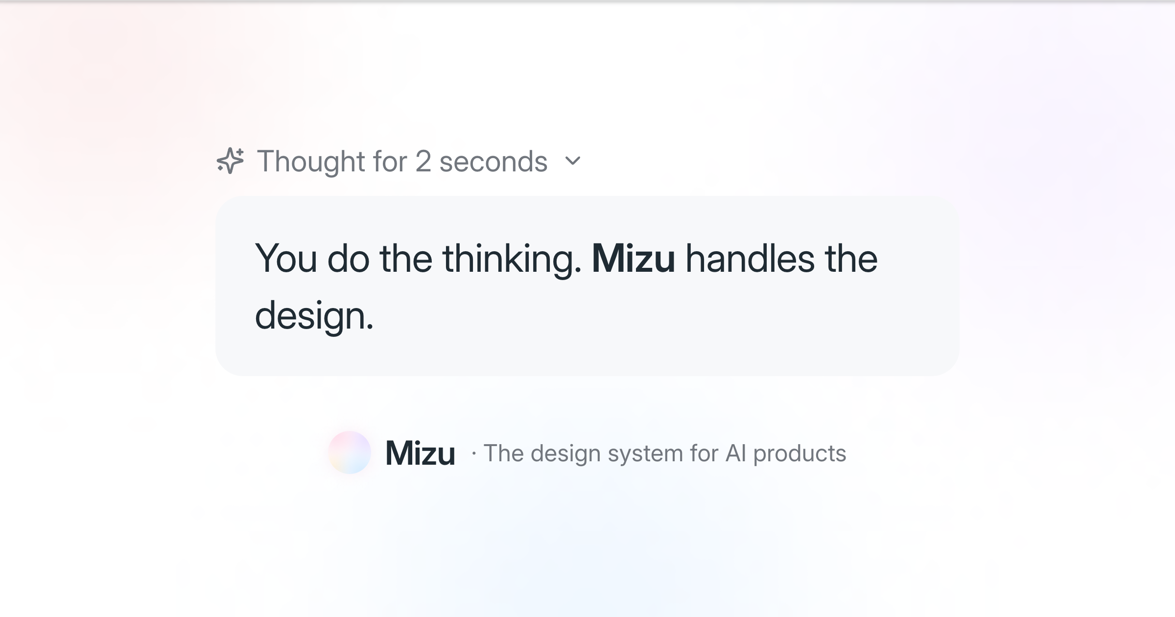 Mizu UI design system components for AI products